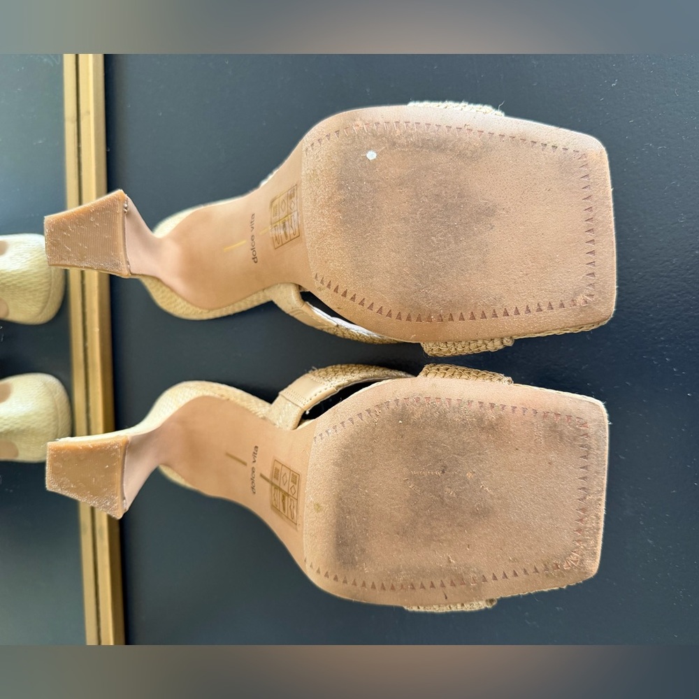 Dolce Vita Braided Raffia Slide Heels — Natural Tan - Picture 10 of 11